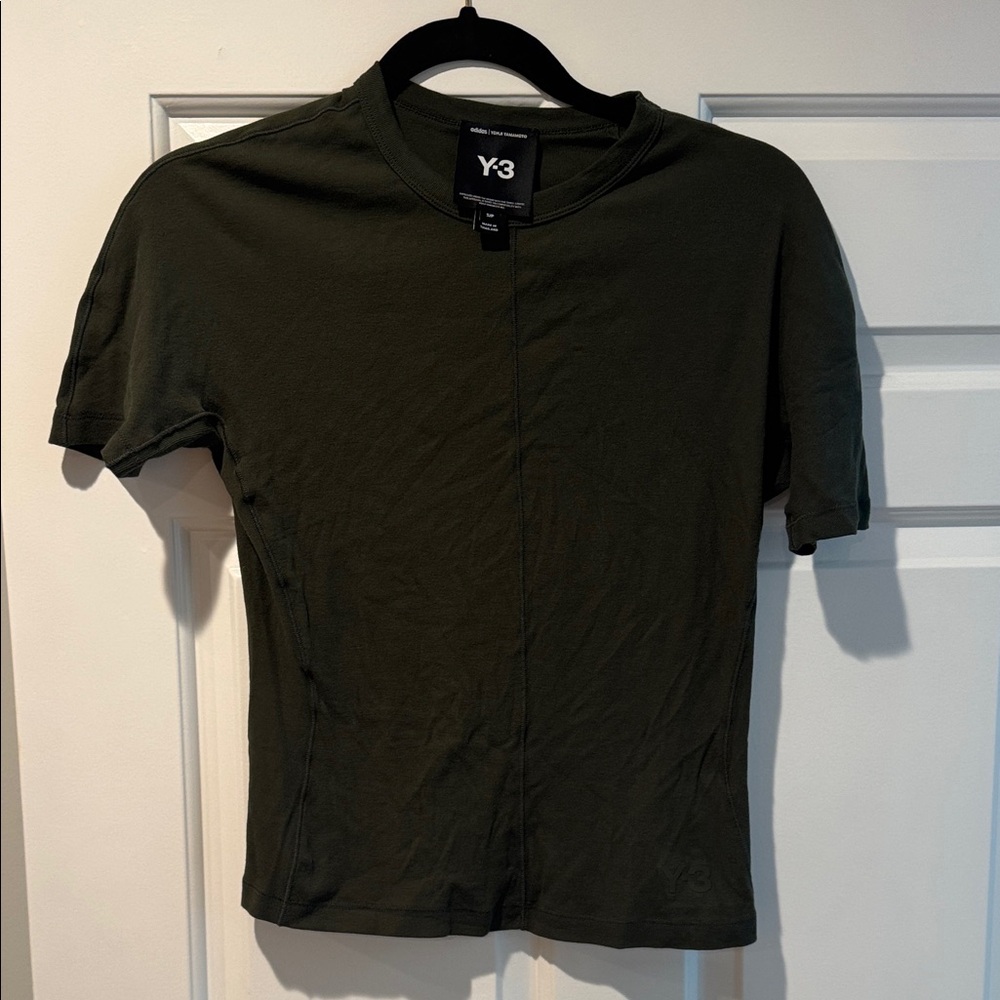 Y-3 Khaki Green Crew Neck Tee